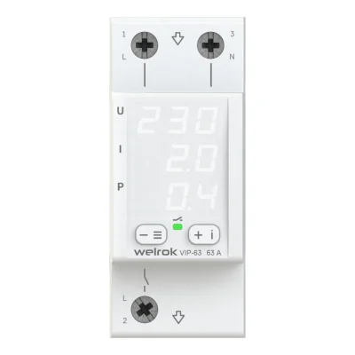 Реле напряжения с контролем тока Welrok VIP-63